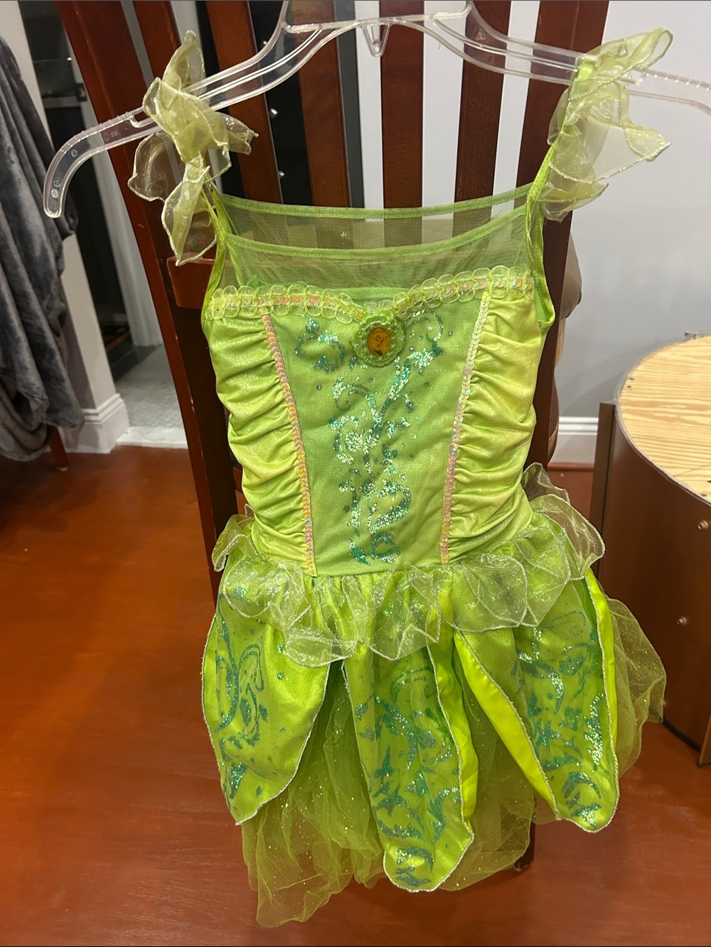 Disney Lime Green Fairy Costume Dress with Sparkle Accents